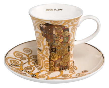 GOE-67011671 Fulfilment – Espresso Cup with Saucer 8 cm 0.10 l Artis Orbis Gustav Klimt Goebel