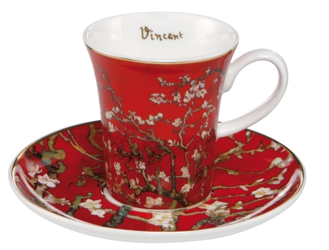 GOE-67011781 Almond Tree Red – Espresso Cup with Saucer 8 cm 0.10 l Artis Orbis Vincent van Gogh Goebel