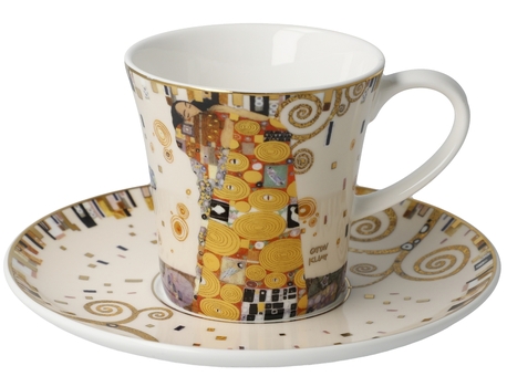 GOE-67014021 Fulfillment - Coffee Cup with Saucer 8.5 cm Artis Orbis Gustav Klimt Goebel